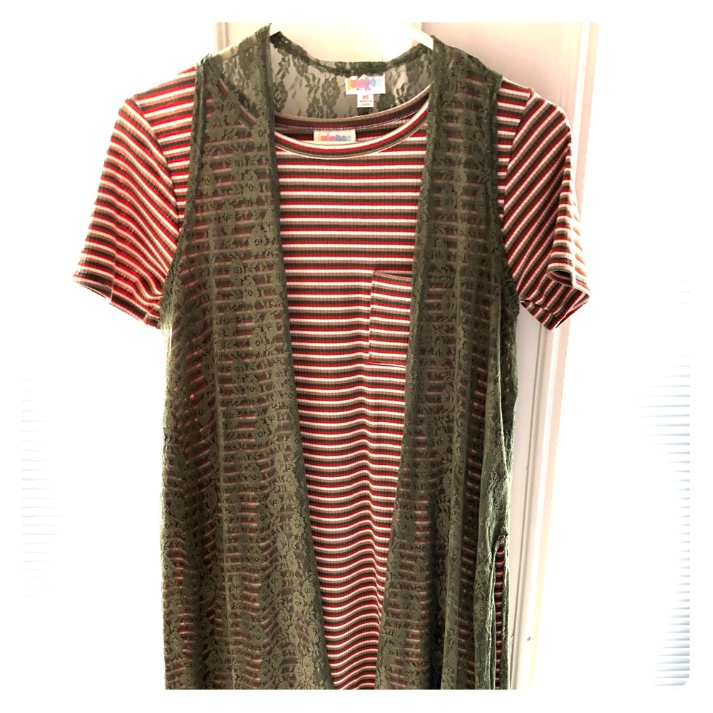 LuLaRoe Carly dress with Joy vest